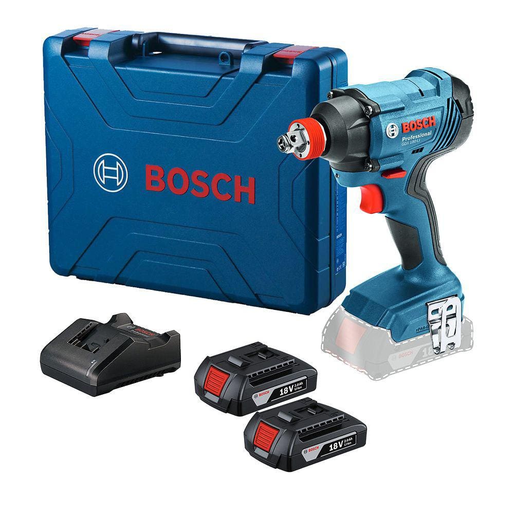 Chave De Impacto Bosch Gdx 180-Li Com 2 Baterias 18V Com Maleta