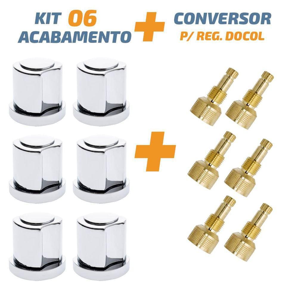Kit 06 Acabamento C50 Cromado 1/2` Ou 3/4 Para Reg Docol