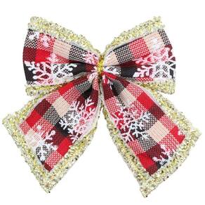 Kit 12 Peças Enfeite árvore Natal Laço Lacinho Xadrez 11cm