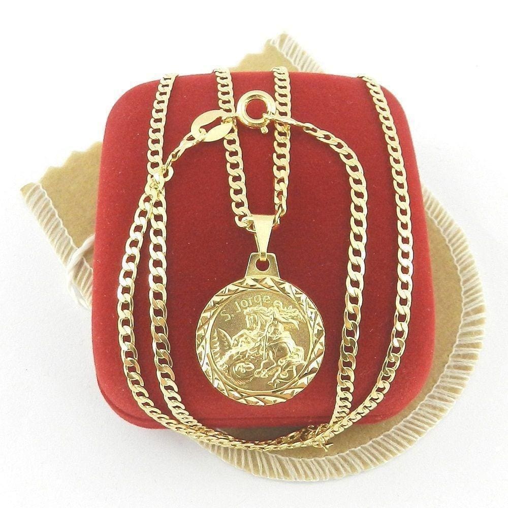 Corrente Masculina 70Cm 3Mm São Jorge Folheada Ouro Cr1634