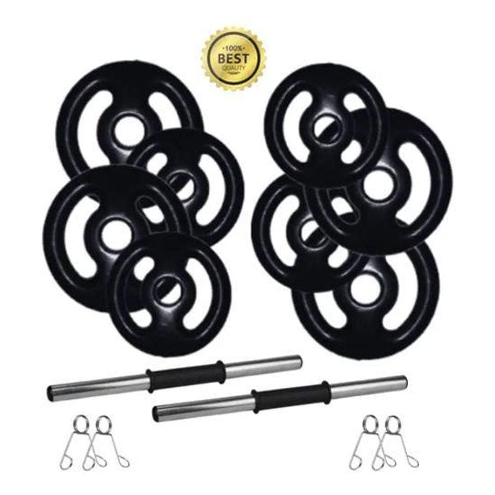 Kit 20Kg Anilha/ Halteres Emborrachado Premium + Barra Oca