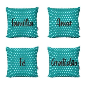 Almofadas Azul Família, Amor, Fé E Gratidão Para Sofá 40X40