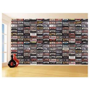 Papel De Parede 3D Musica Fitas Cassete Painel 3,5M Mus90