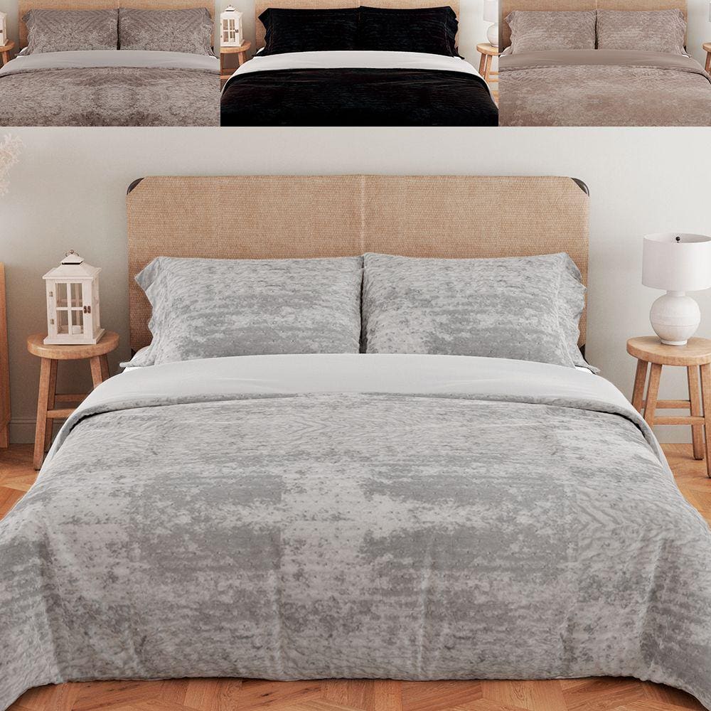 Kit Colcha King Cobre Leito 3 Peças Ultrasonic Aveludado com Porta Travesseiros Dupla Face 280X240cm - BF Colchões