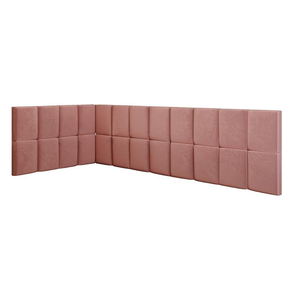 Cabeceira Aurora em L Suspensa Almofadada Proteção Lateral Cama Box Solteiro Infantil Menino Menina Decoração Quarto Suede - RPM Móveis