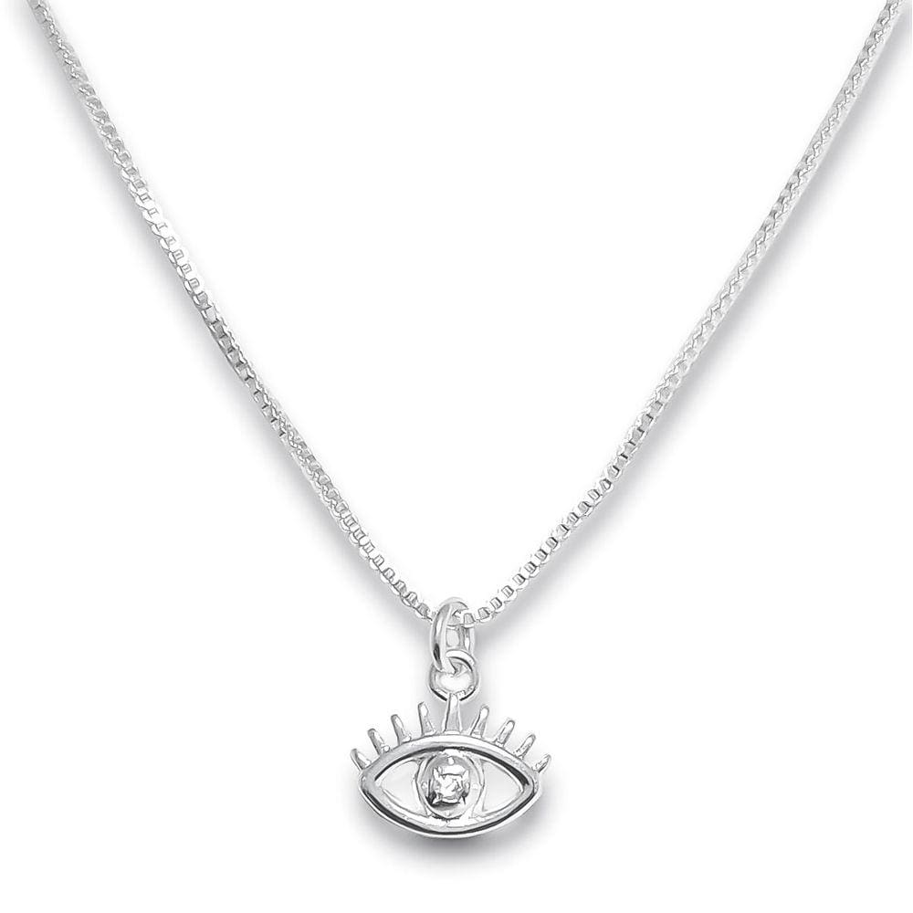 Colar Olho Grego Banhado Prata Semijoia