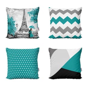 Almofadas Decorativas Azul Turquesa Paris Para Quarto 40X40