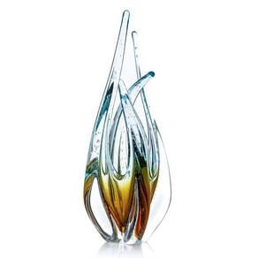 Escultura Em Cristal Murano Azul E Âmbar 48Cm - São Marcos
