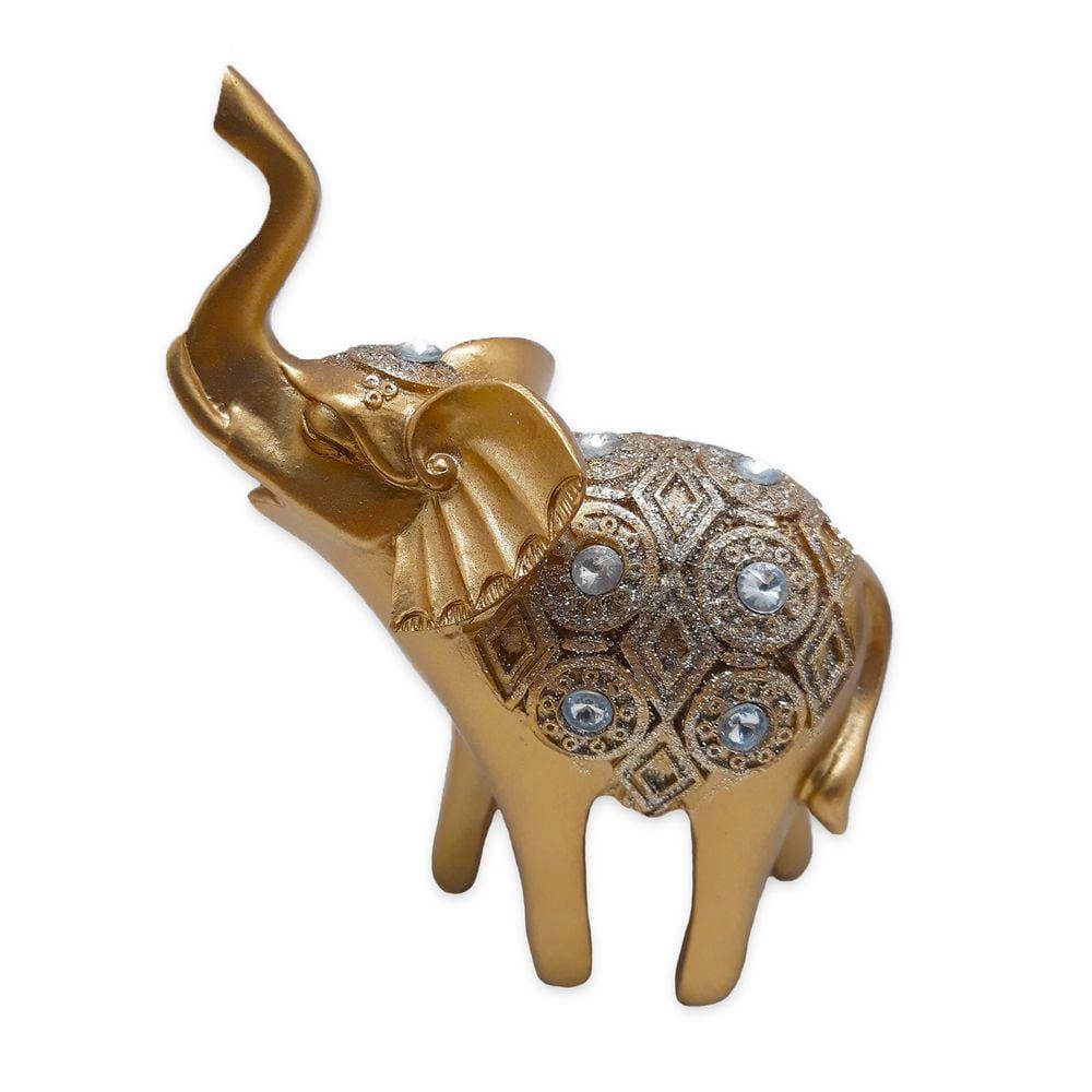 Elefante da Alegria e Prosperidade Dourado Brilhante 10 cm