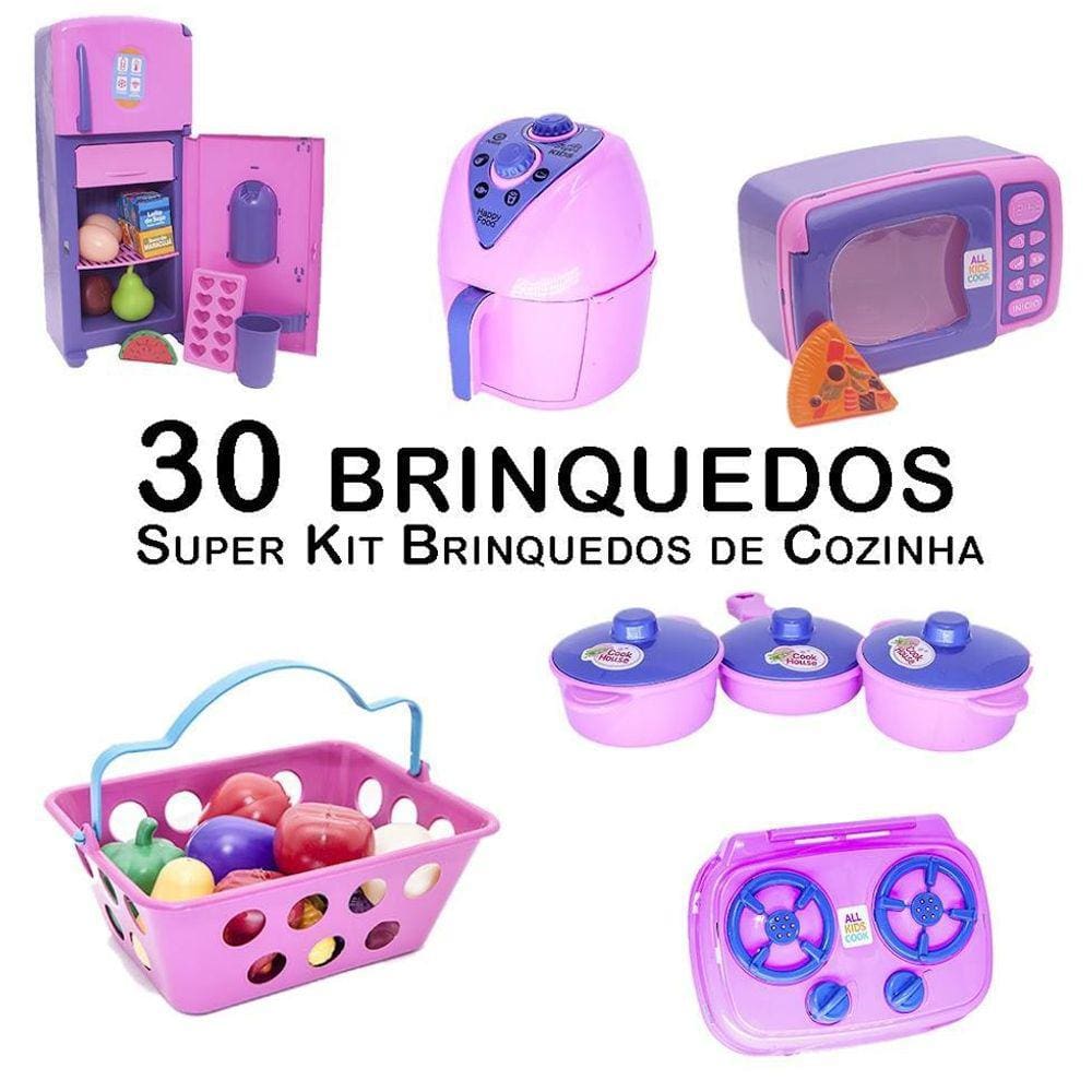 Menina Cozinha Infantil Eletro Jogo Panela Microondas 18pç - Click Compras  Na Internet®