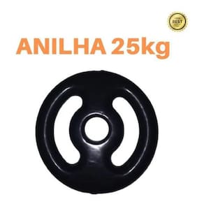 Anilha 25Kg Emborrachada Super Premium Preta Academia/Casa