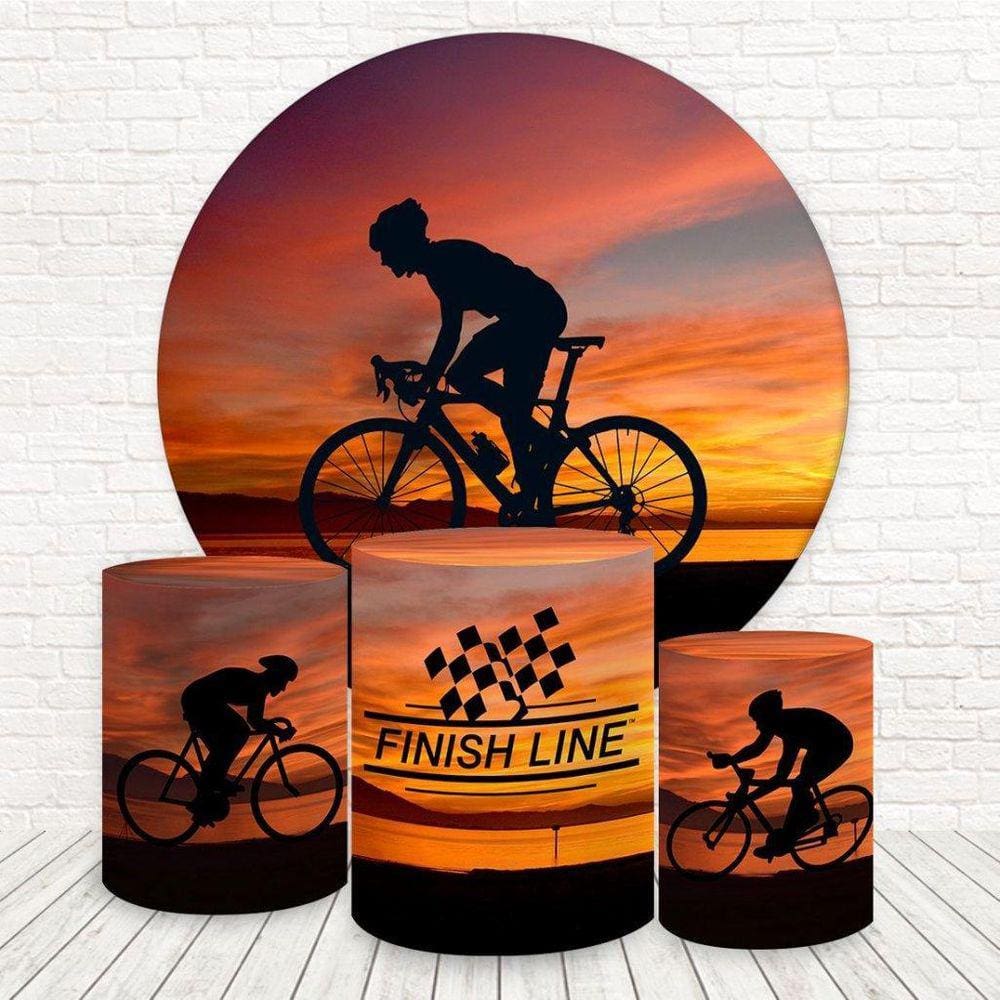 Painel Redondo E Capas 3D Sublimado Ciclismo Fkpc-1596