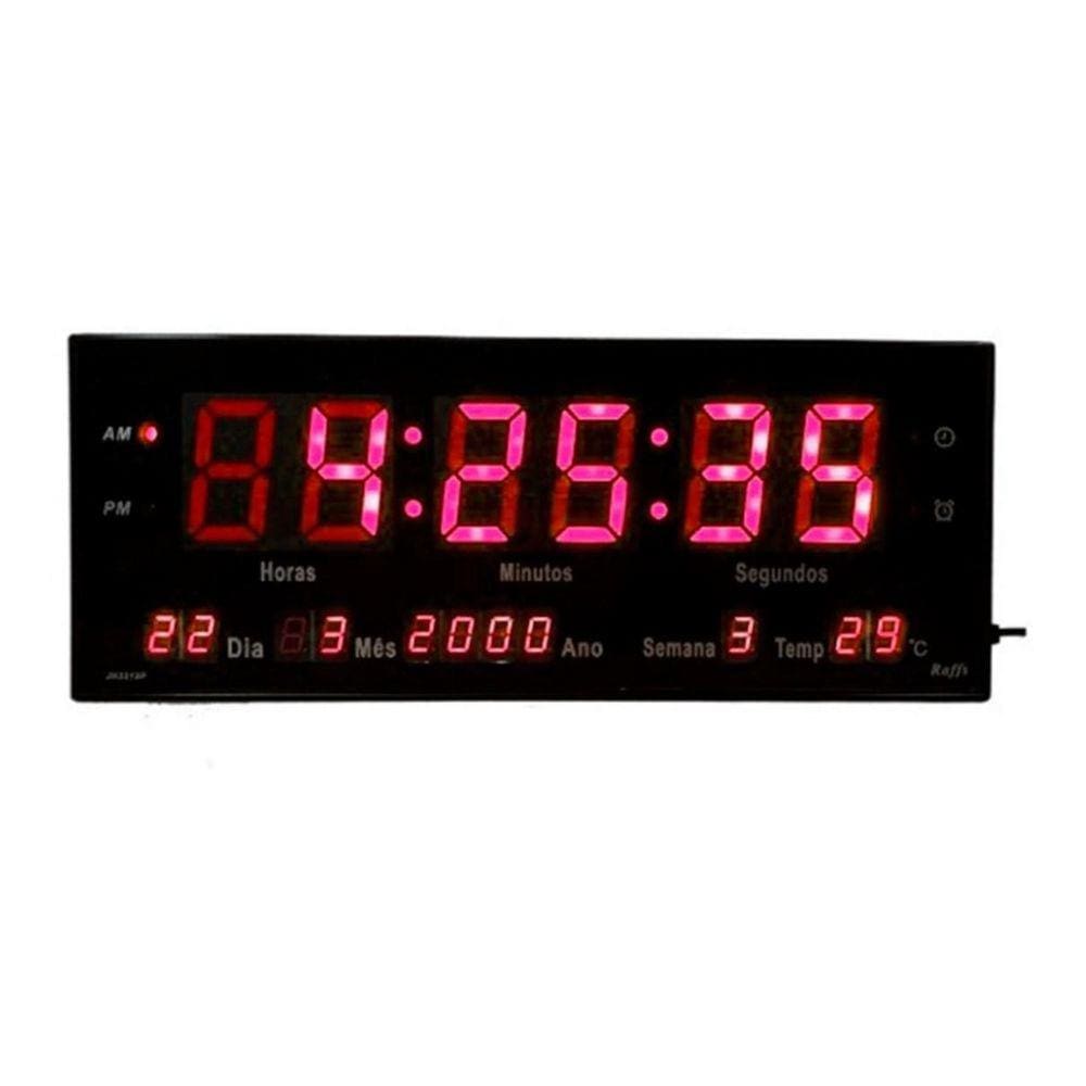 Relógio Parede Led Digital Gigante 36Cm Data Vermelho