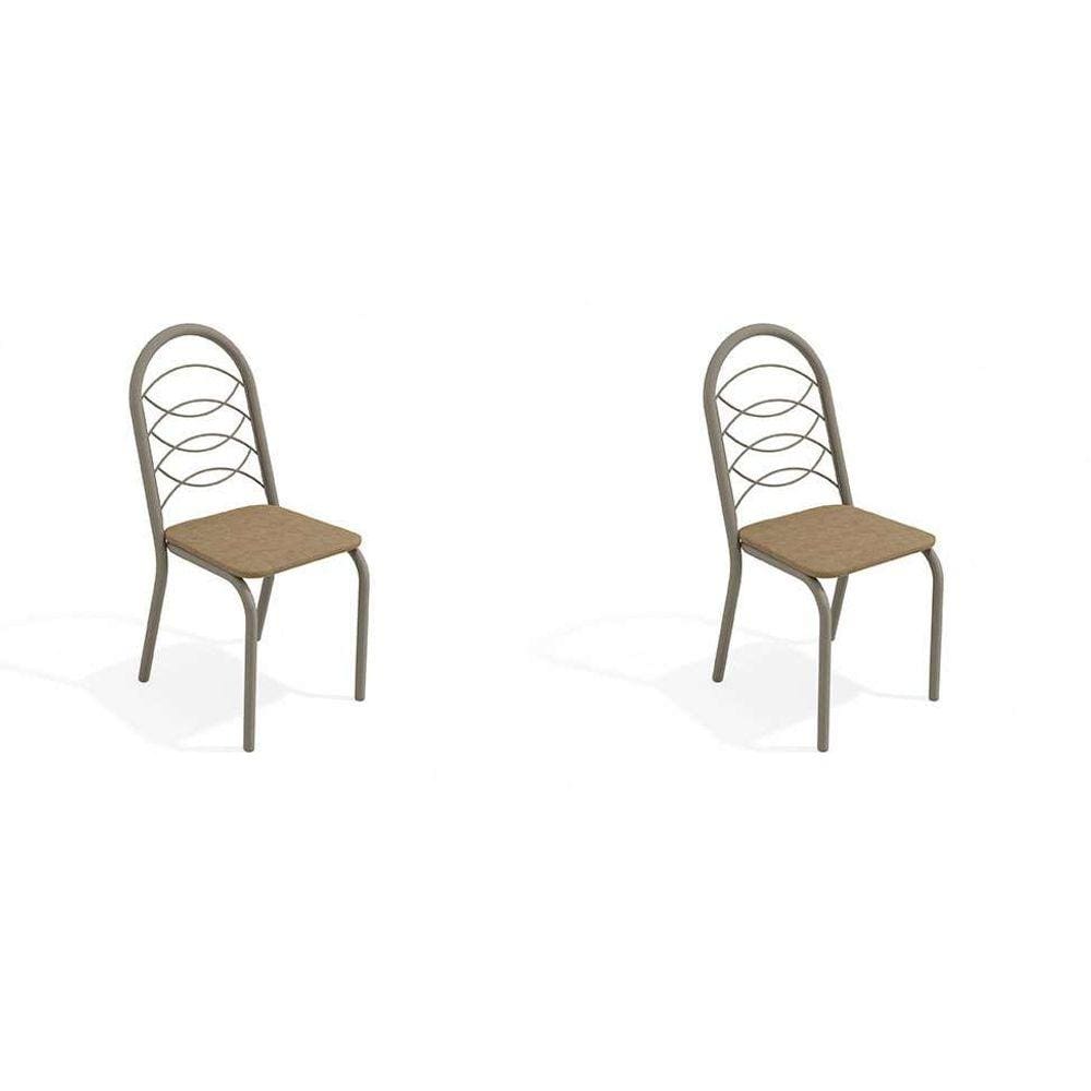conjunto com 2 cadeiras holanda nickel e capuccino