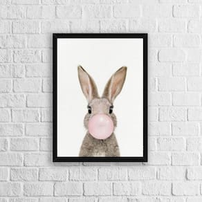 Quadro Coelho Chicletes 45X34Cm - Com Vidro Moldura Preta