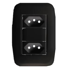Kit 10 Conjunto Tomada Dupla 10A Pezzi Preto Classica 50000