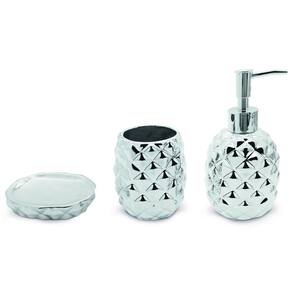 Conjunto 3 Peças Para Banheiro Abacaxi Prata Mimo