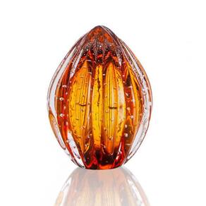 Vaso Pinha Em Cristal Murano Âmbar - São Marcos 16Cm