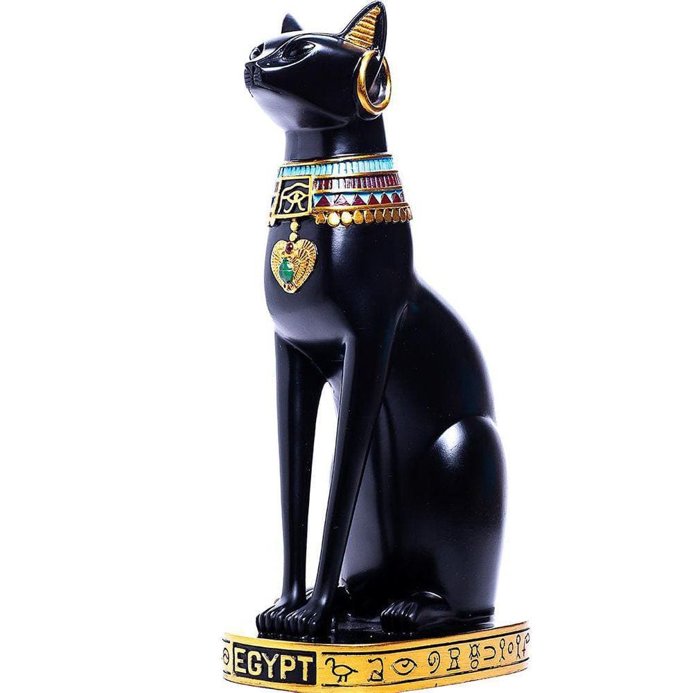 Gato Egípcio Bastet Preto 30 Cm Simbolo Fertilidade Grande