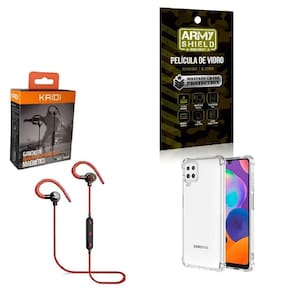 Kit Capinha Samsug A12 Fone Bluetooth E Película De Vidro 3D