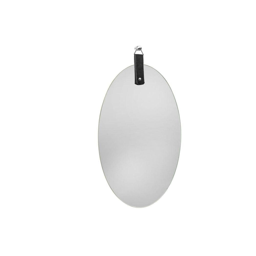 Espelho Decorativo Life Alça Corino Preto 60X40Cm Oval