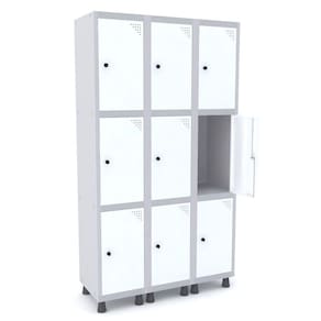 Guarda Volume Roupeiro 9 Portas Aço GRP 503/9 Pandin Móveis Cinza/Branco