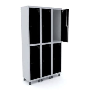 Guarda Volume Roupeiro 6 Portas Aço GRP 503/6 Pandin Móveis Cinza/Preto