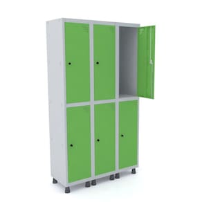 Guarda Volume Roupeiro 6 Portas Aço GRP 503/6 Pandin Móveis Cinza/Verde Miró