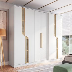 Guarda Roupa Casal 6 Portas 4 Gavetas Apolo Branco Artico