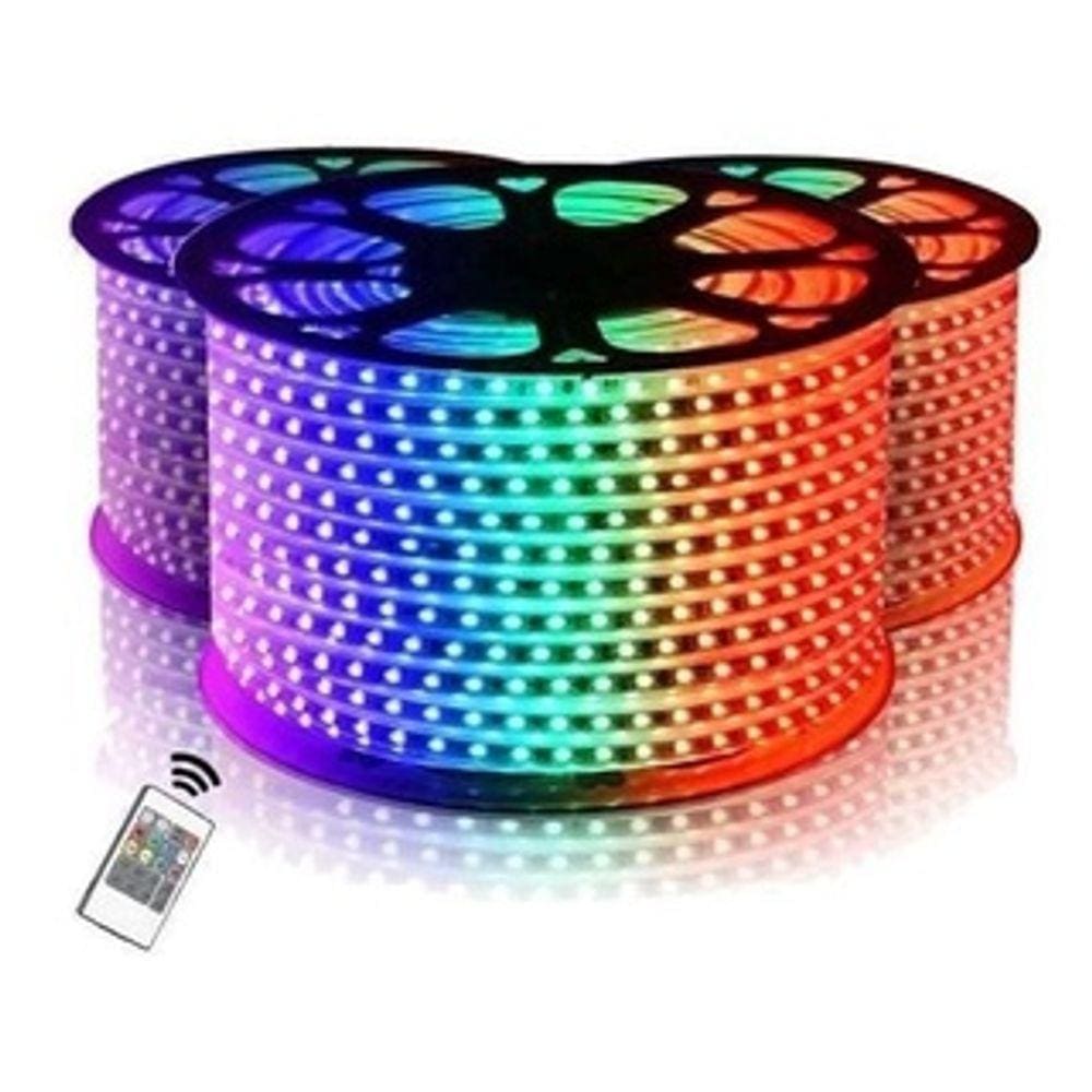 Mangueira Fita Led Rgb 45 Metros + 3 Controladores + Fonte