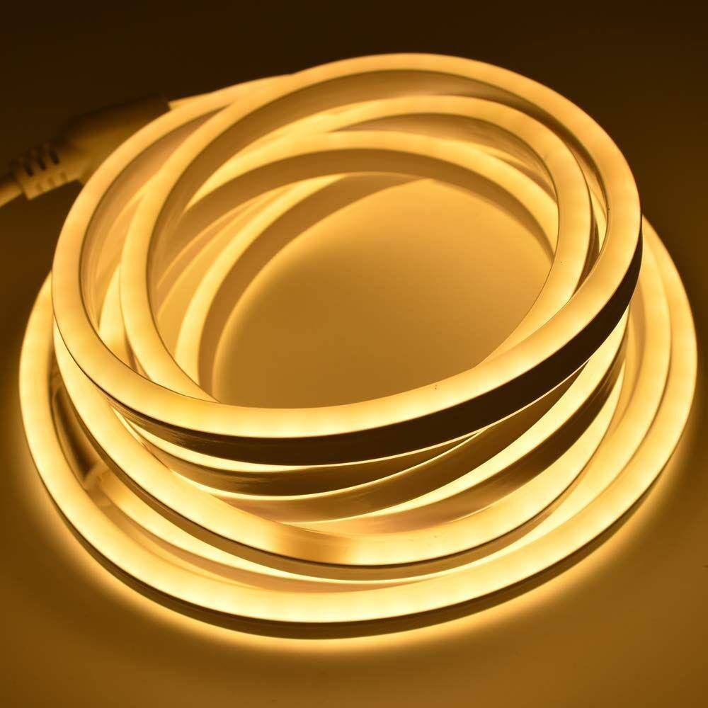 Fita Led Neon 2835 5M Rolo 12v Flex Alto Brilho Cor Branco quente + Fonte