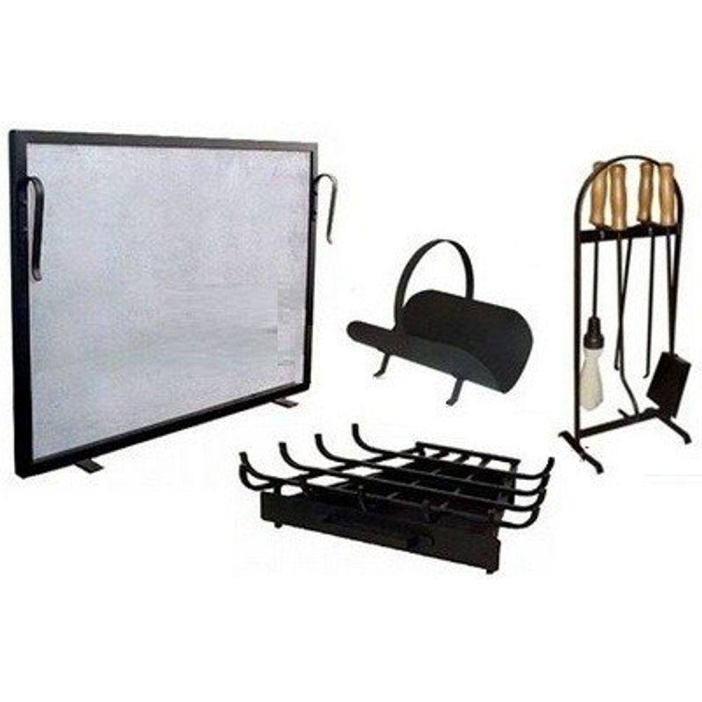 Kit Lareira Conjunto De Peças Para Lareira Kit Plusmais Completo Médio Tela 70x50