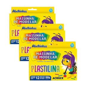 Kit 03 Massinha de Modelar Plastilina 180g 12 Cores Acrilex