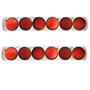 Kit 2 Tubos Bola De Natal Mista Vermelha 7cm Com 6Un