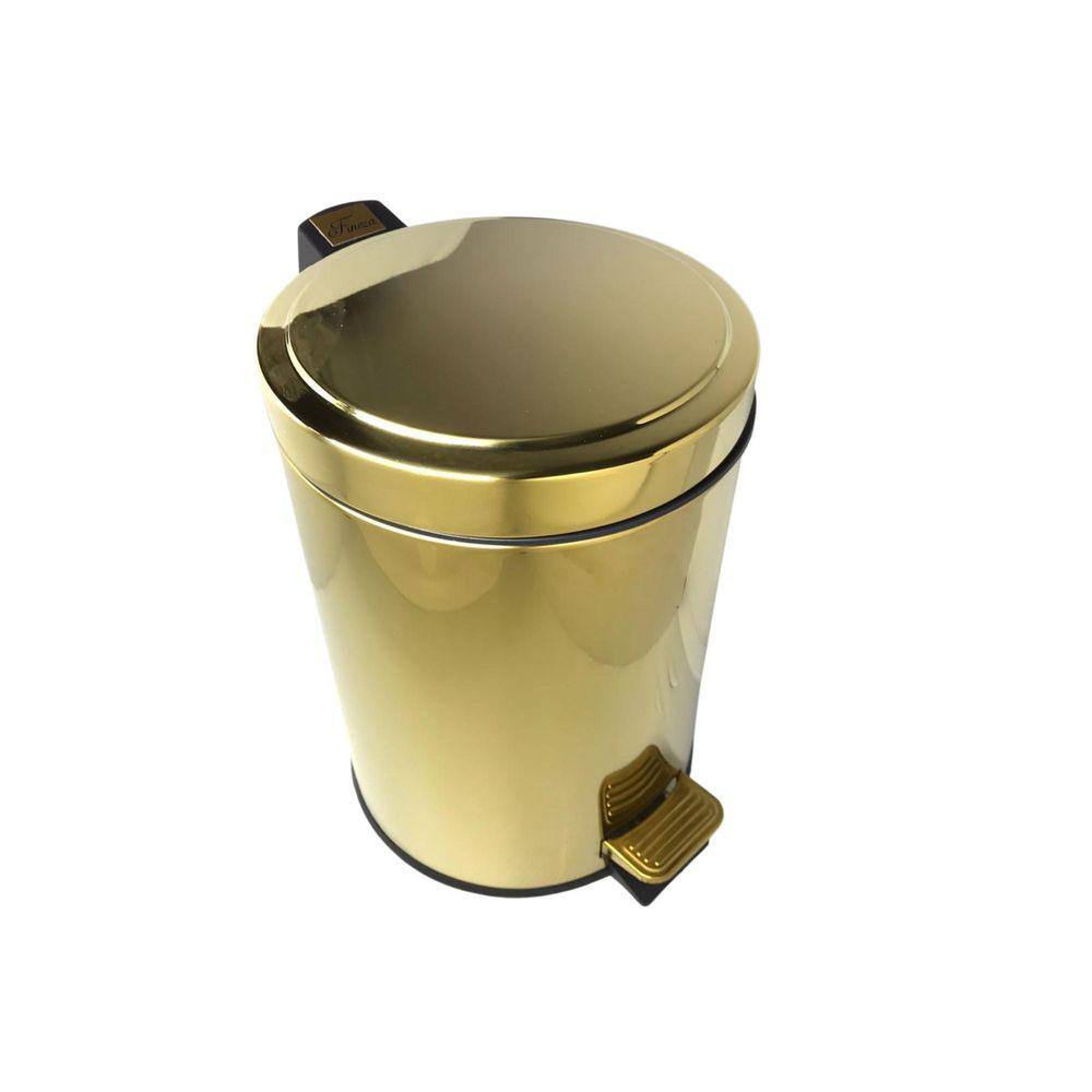 Lixeira Dourada Em Aço Inox Banheiro Pedal 5L Novo Design