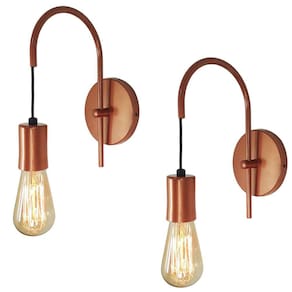 Kit 2 Luminárias Arandela Abajur Parede Quarto Cama Cobre