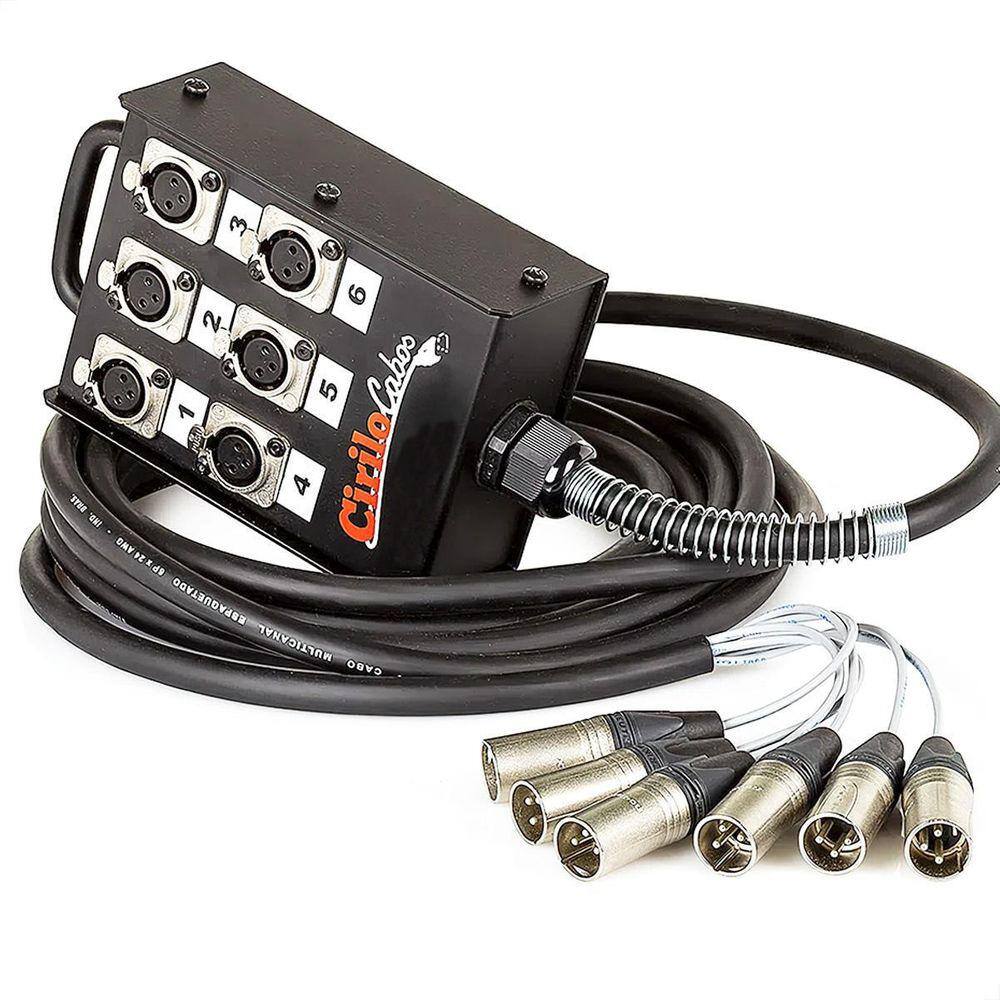 Medusa 6 Vias Com Conectores Xlr Neutrik - 80 Metros