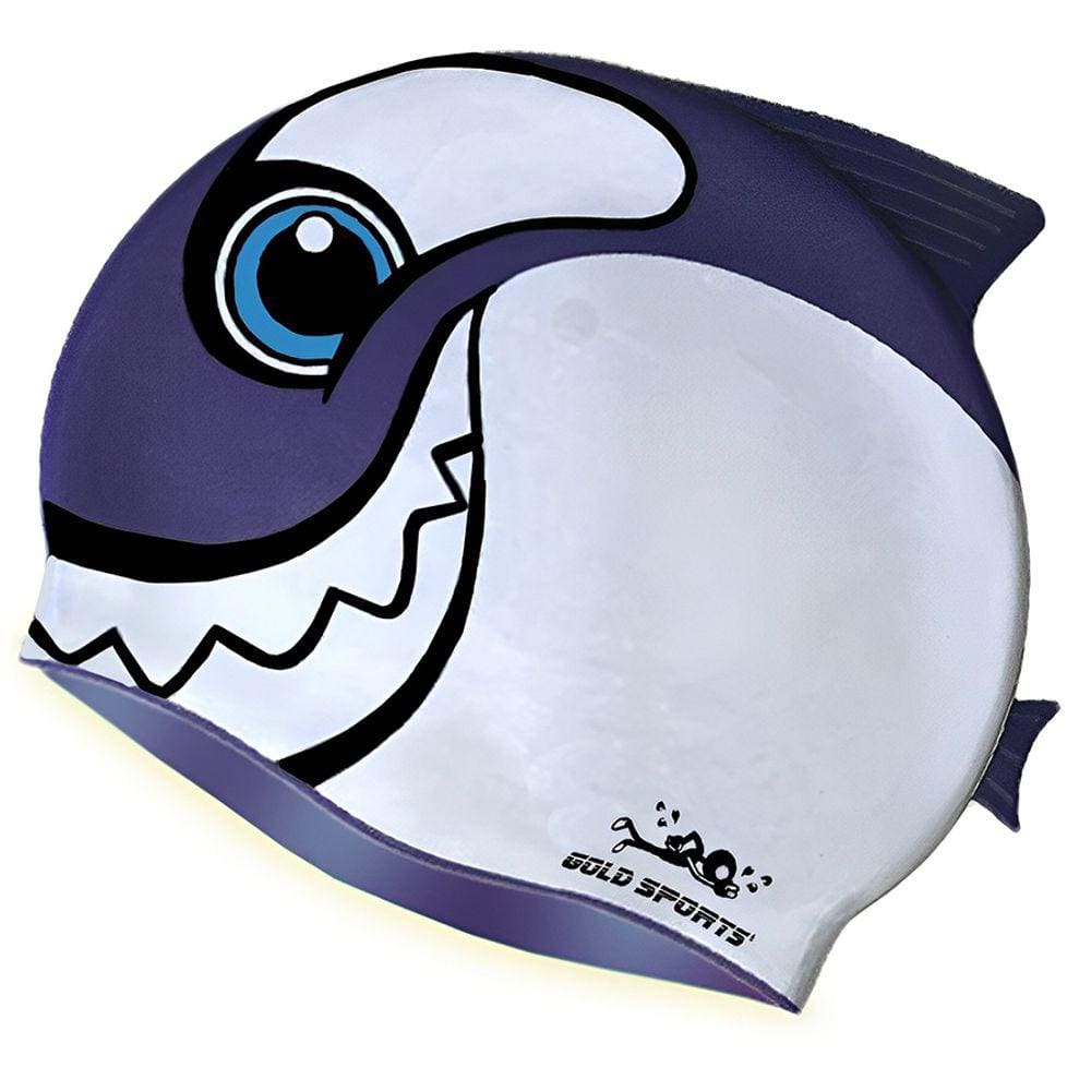 Touca De Natação Gold Sports Kids Happy Shark De Silicone