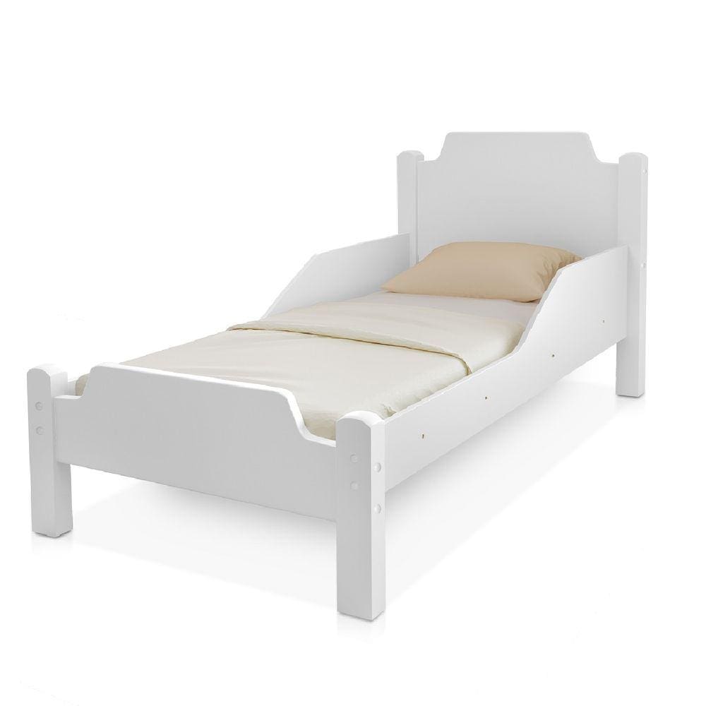 Cama infantil juvenil branca com barra de proteção