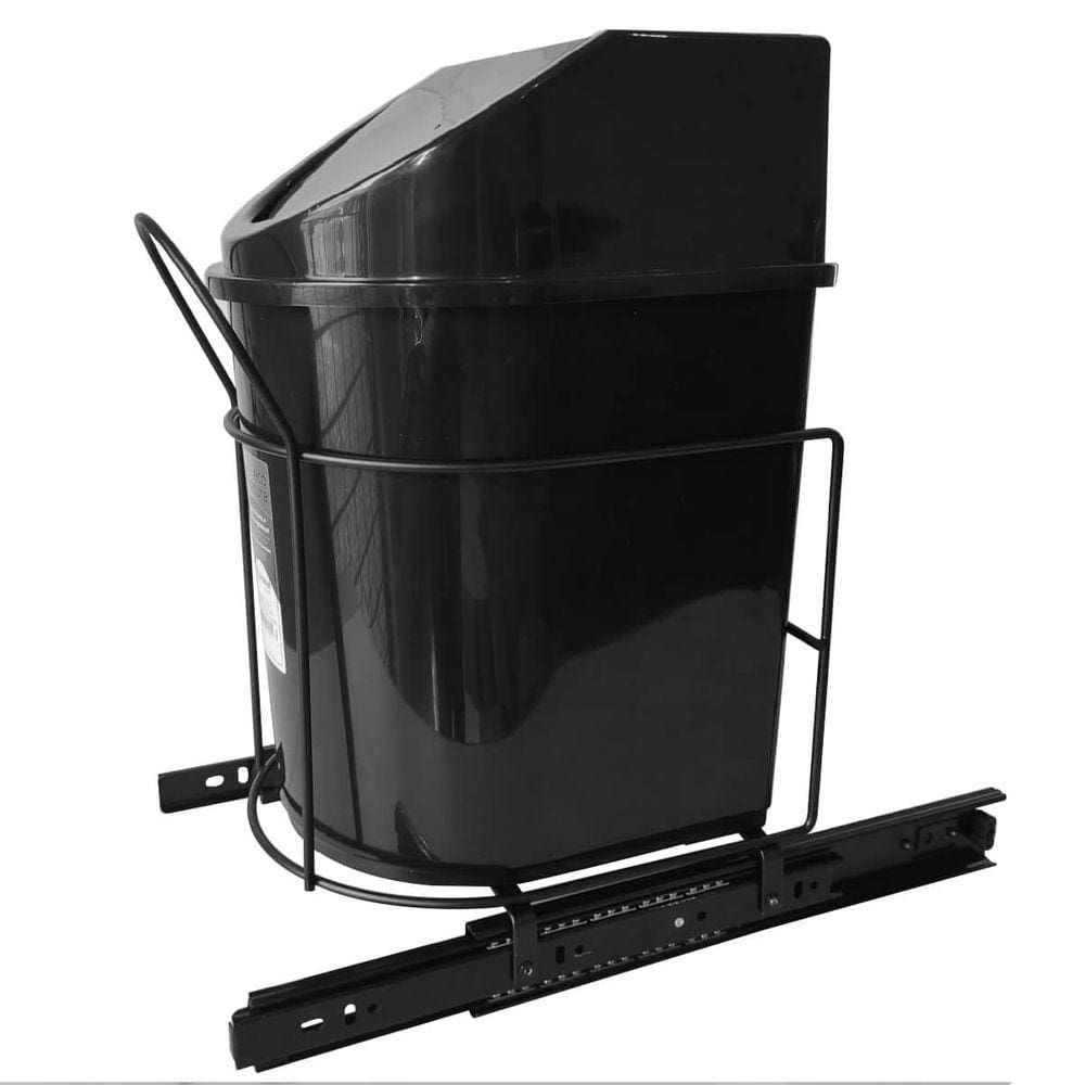 Lixeira 12 Litros Deslizante Corrediça Telescópica Preta Cozinha Tampa Basculante Aramada