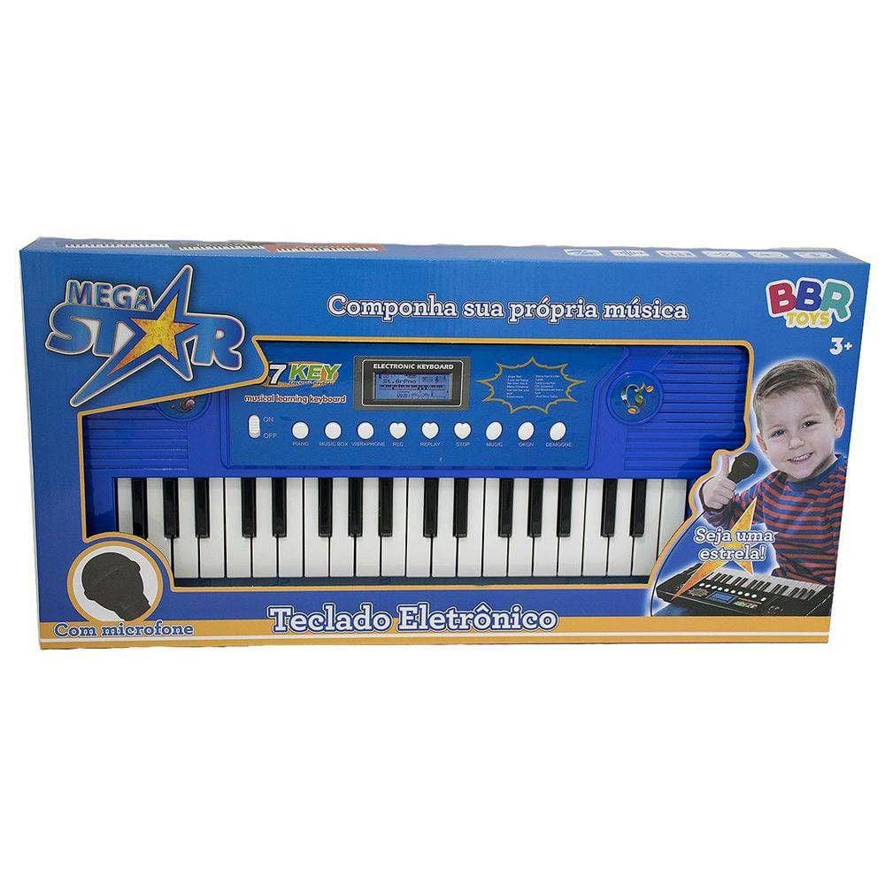 Teclado Infantil Eletrônico Com Microfone Vermelho Bbr Toys