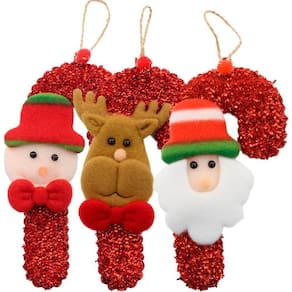 Kit 12 Enfeite Pendente De Natal Tecido 16cm Bengalas