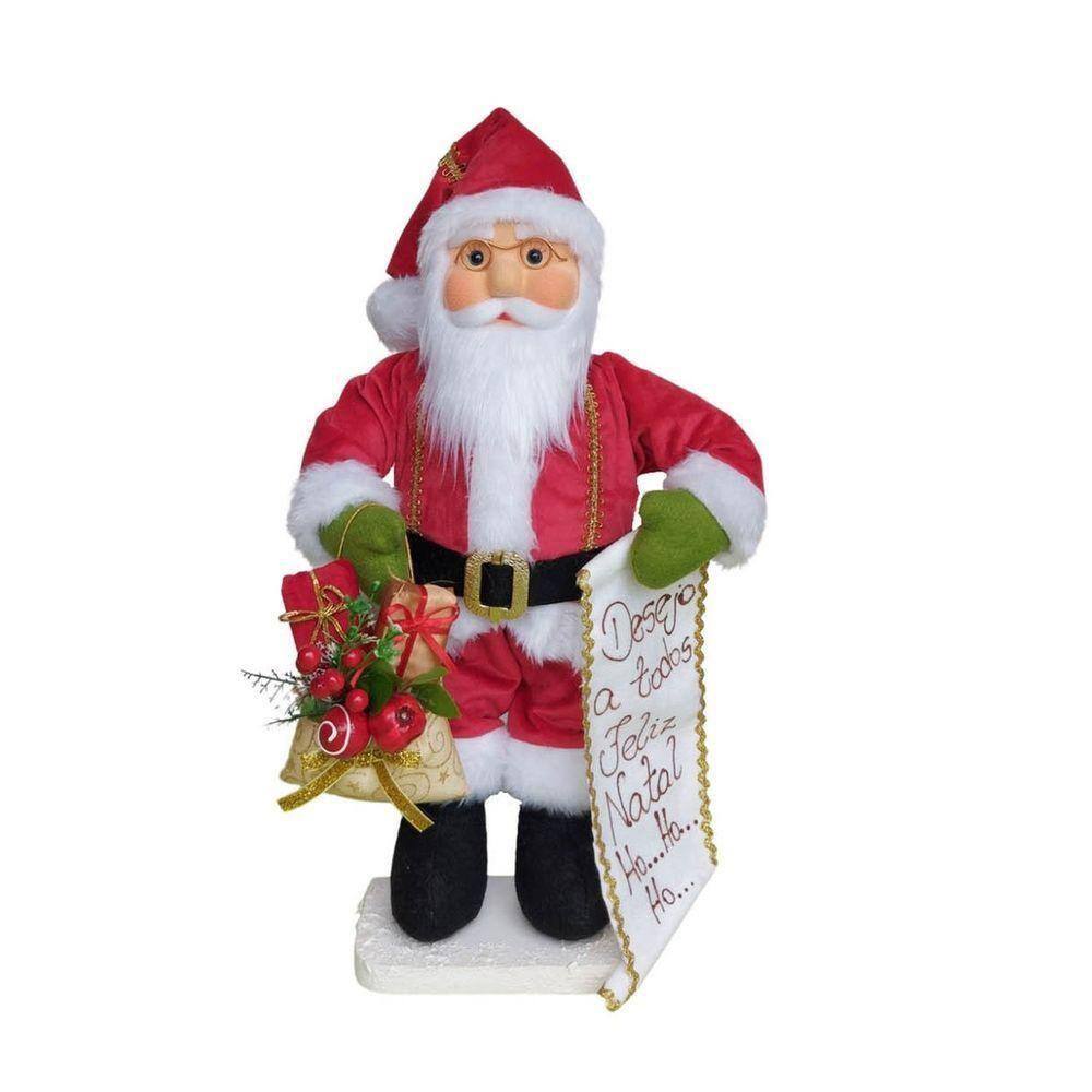 Boneco Natal Papai Noel Pergaminho 50cm