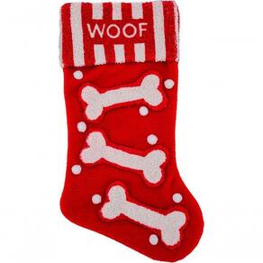 Bota Meia Natalina Decoração Tecido Woof Woof 48cm