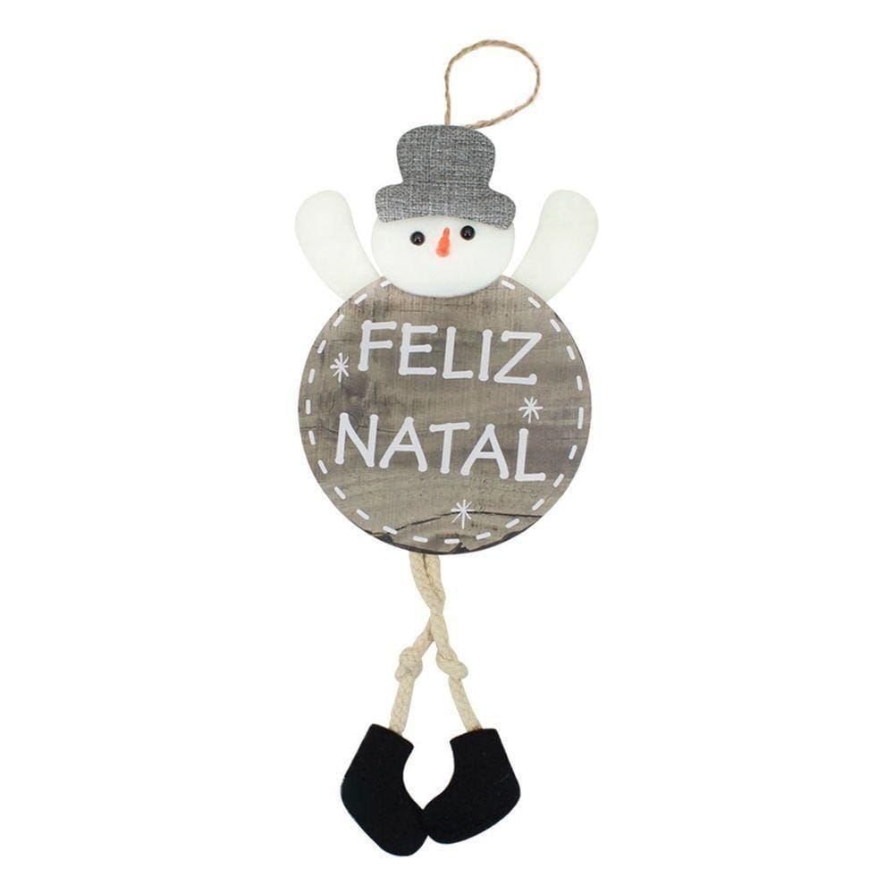 Enfeite árvore Natal Pendente Boneco De Neve Natalino 37cm