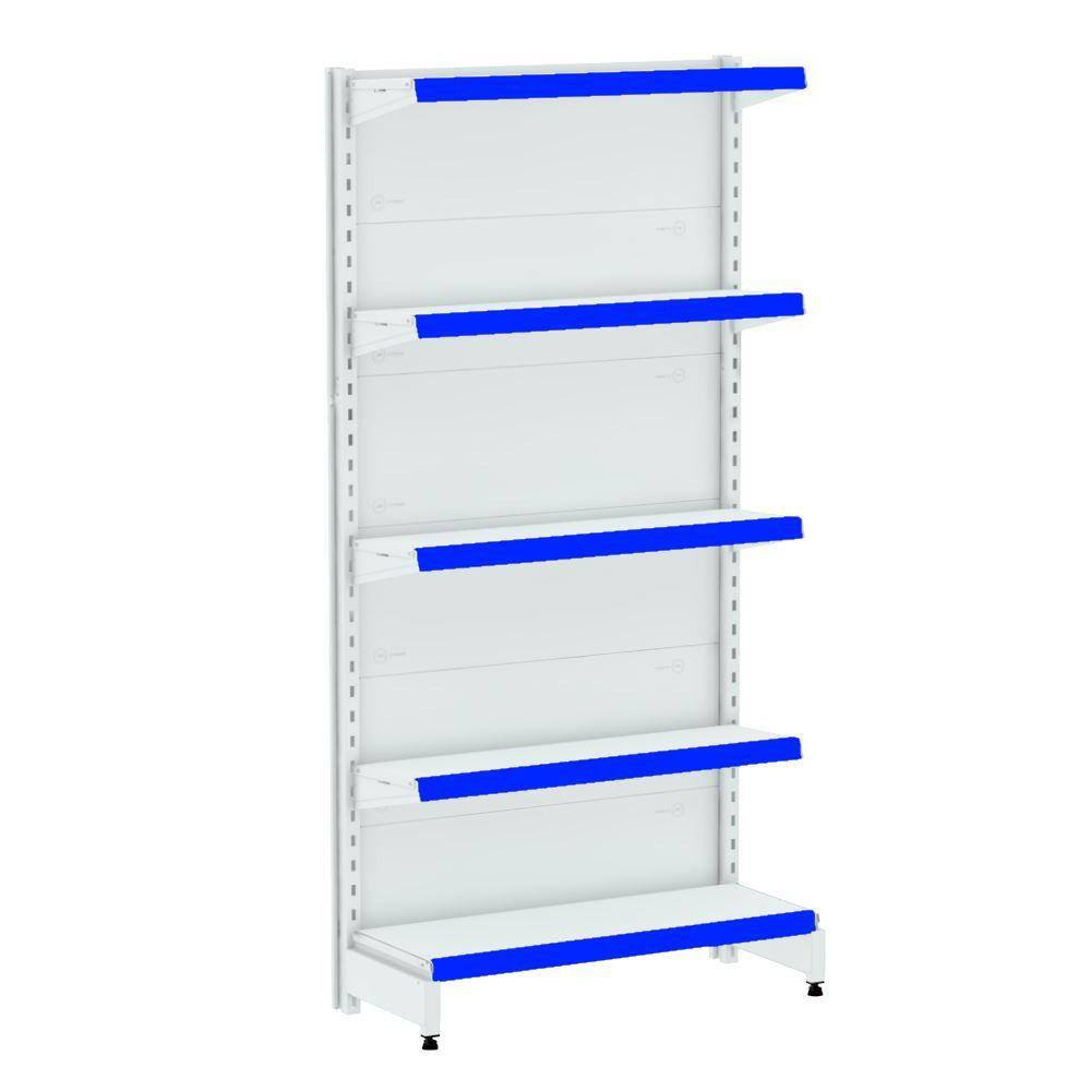 Gondola Parede 160 Inicial Branco 5 Bandejas Pe Azul