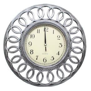 Relógio De Parede Decorativo Grande Prata Sala Escritório 46,5cm