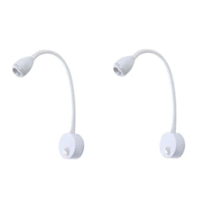 Kit 2 Arandela Haste Regulável Cabeceira 3W 3000K Branco