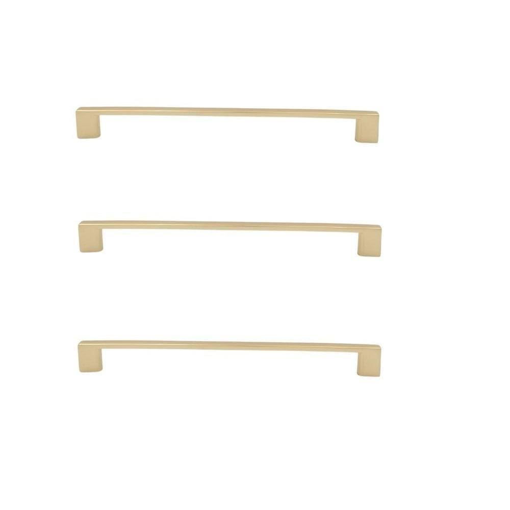 Kit 3 Puxador Dourado Fosco Il 950 Italy Line Metal 192Mm
