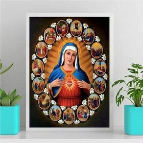 Quadro Fases Da Vida De Maria 33X24Cm - Com Vidro Branca
